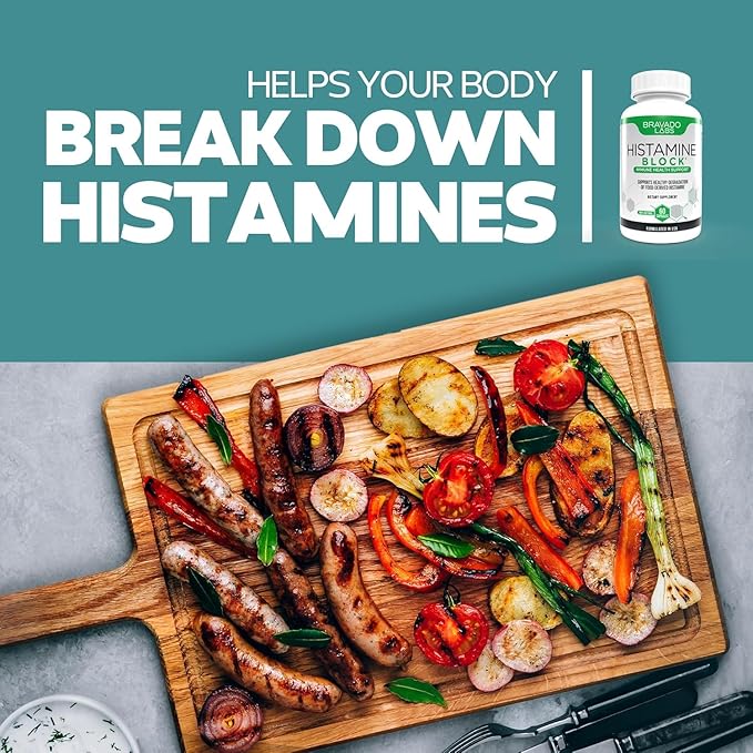 Histamine Blocker Supplements – DAO Enzyme Formula & Vitamin C – Daily Support for Histamine Intolerance & Immune Support – DAO Supplements Histamine Blocker – 60 Capsules – Made in USA