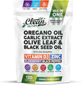Clean Nutra Oregano Oil with Black Seed Oil Garlic Olive Leaf Extract - Oil of Oregano Capsules Immune Support Carvacrol & Thymoquinone Supplement (120 Count (Pack of 1))