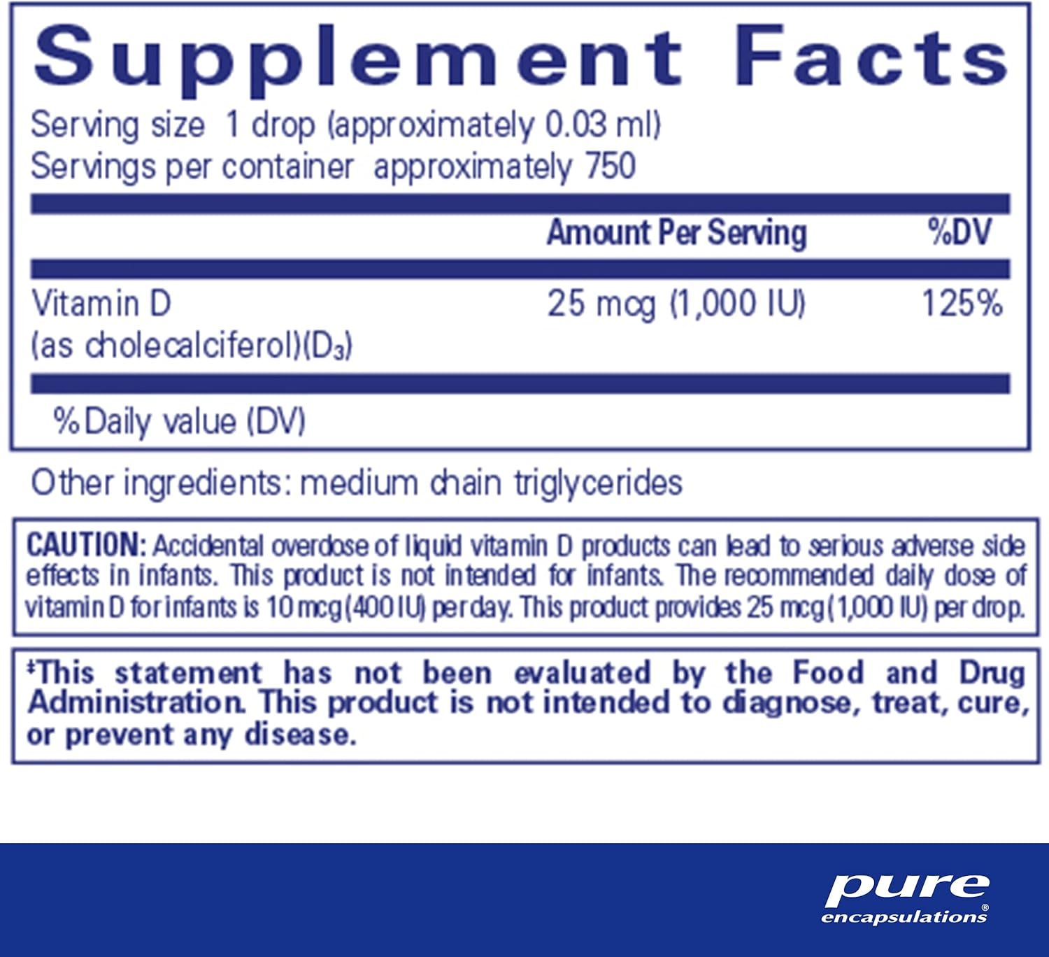 Pure Encapsulations Vitamin D3 Liquid | Supplement to Support Bone, Breast, Cardiovascular, Colon, and Immune Health* | 0.75 fl. oz.