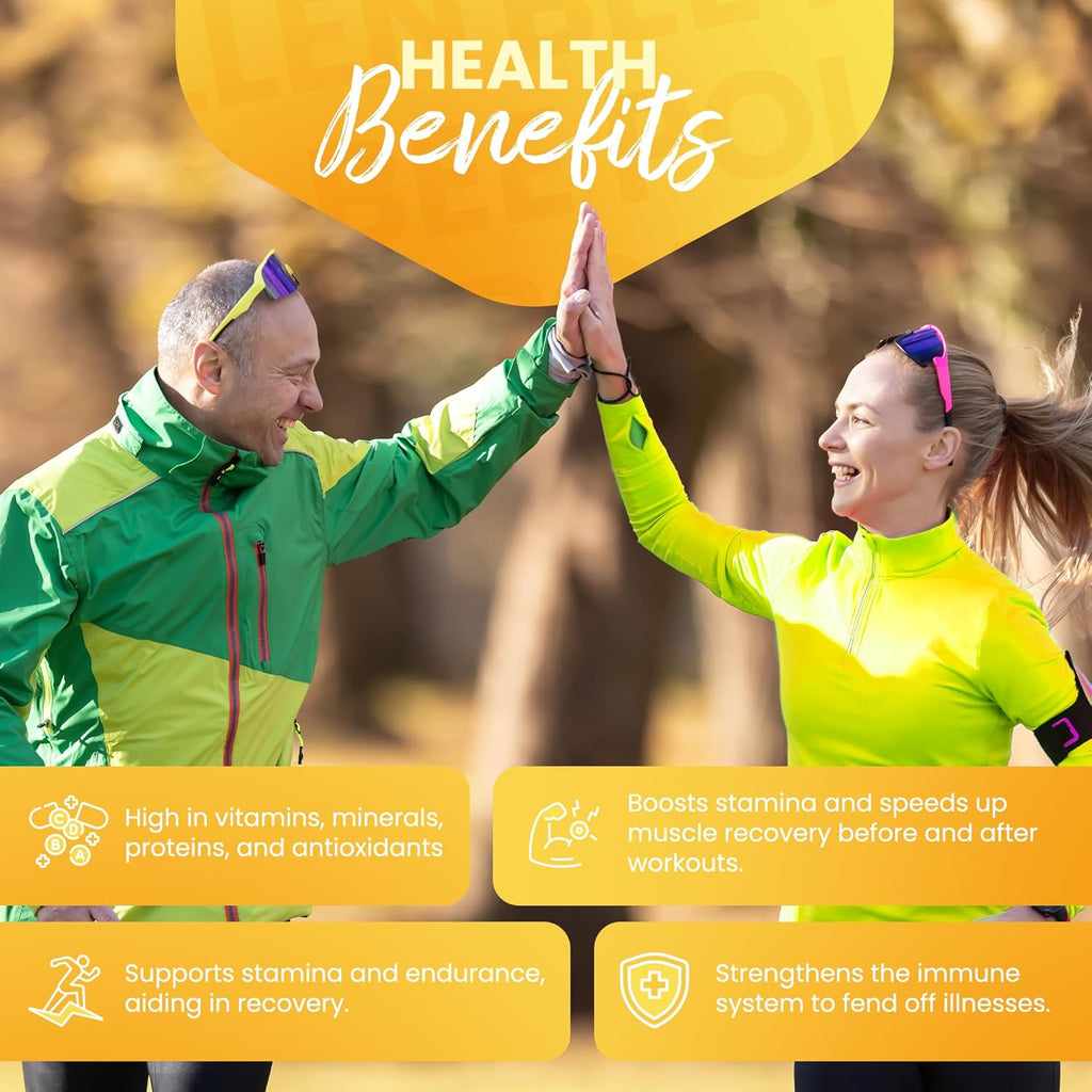 Bee pollen Supplement 100% Natural Raw Bee pollen in Veggie Caps Fermented Pollen Multivitamin, Probiotic Superfood, Vital Proteins, Amino Acids, Immune Support &Energy 60 Pollen Capsules