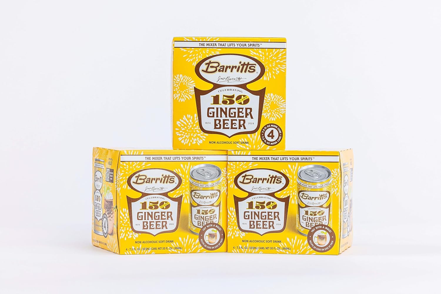 Barritt's Mixers - Ginger Beer Original Ginger Beer, Non-Alcoholic Soda Cocktail Mixer, 7.5 fl oz Cans, 24 Pack, Mini
