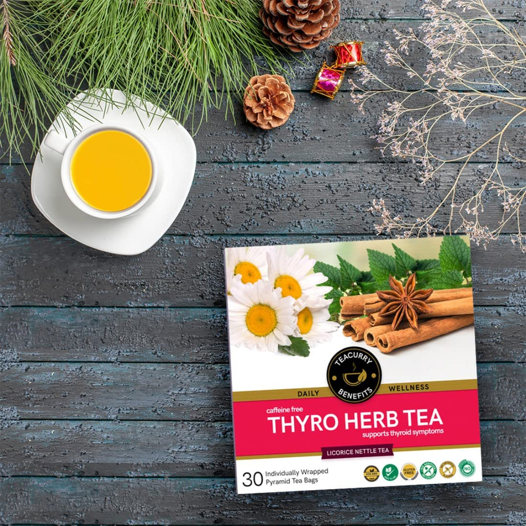 Teacurry Thyroid Support Tea (1 Month Pack, 30 Tea Bags) - Helps with Thyroid Support (TSH, T3, T4), Manage Weight - Thyro Herb Tea