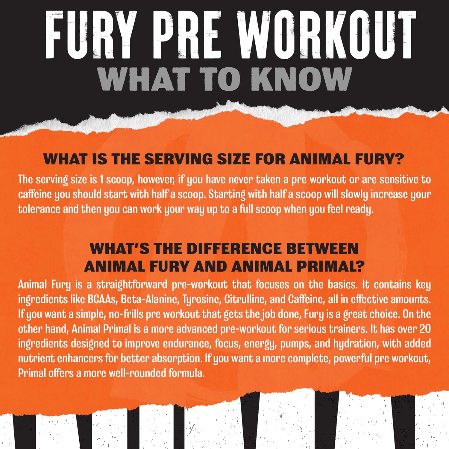 Animal Fury - Pre Workout Powder Supplement for Energy and Focus - 5g BCAA, 350mg Caffeine Nitric Oxide Without Creatine - Powerful Stimulant for Bodybuilders - Blue Raspberry