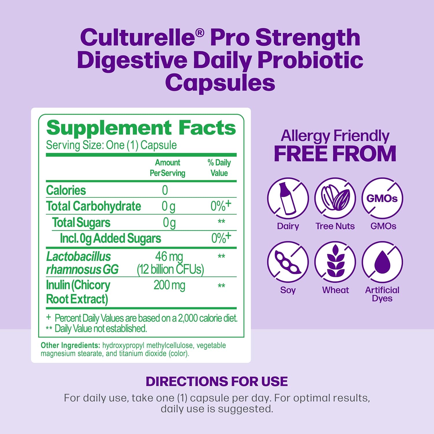 Culturelle Pro Strength Daily Probiotics For Digestive Health (2 Month Supply) with Prebiotics for Women & Men, Supports Occasional Diarrhea, Gas & Bloating, Gluten & Soy Free, 60 Count