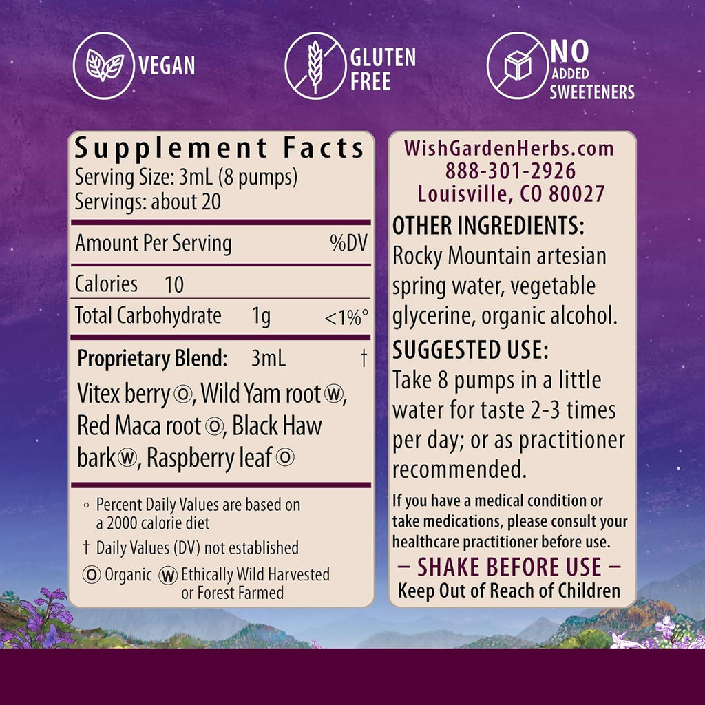 WishGarden Herbs Fertility Prep Conception Support - All-Natural Women's Fertility Herbal Supplement w/Vitex, Red Maca & Raspberry Leaf, Supports Healthy Hormone Balance & Reproductive Function, 4oz