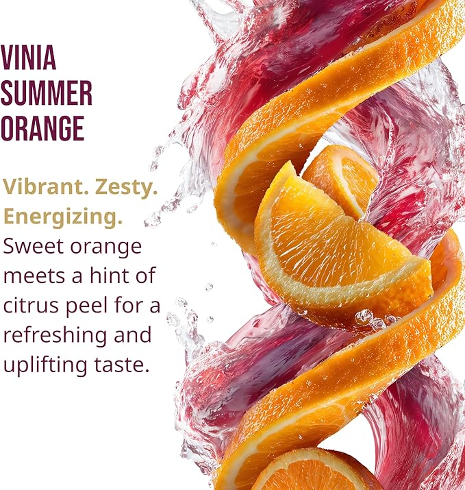VINIA Resveratrol Electrolyte Hydration Powder Mix, Summer Orange | Boost Blood Flow & Circulation | Sea Salt, Coconut Water Potassium, Magnesium, Informed Sport Certified, 30 Sticks