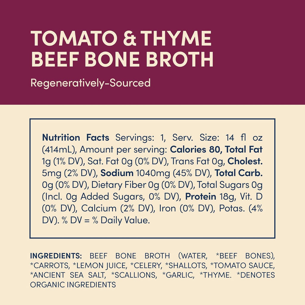 FOND Grass-fed Regenerative Beef Bone Broth infused with Organic Tomato & Thyme