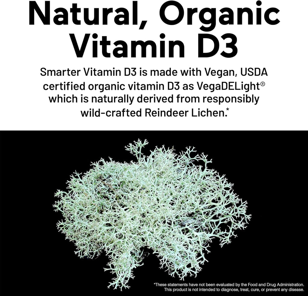 SMARTERNUTRITION Vegan Vitamin D3 5000 IU + Natural Vitamin K2 1100 mcg in Organic Coconut & Olive Oil - D3 K2 Supplement for Immune & Bone Support - 60 Softgels[30 Day Supply]