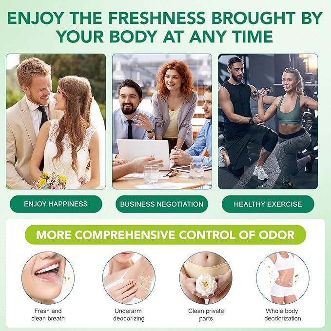 Body Deodorizing Supplement | Natural Internal Odor Control | Chlorophyll Capsules | with Chlorophyllin, Parsley and Peppermint | for Skin, Breath and Body Health | 4 Month Supply - 120 Caps