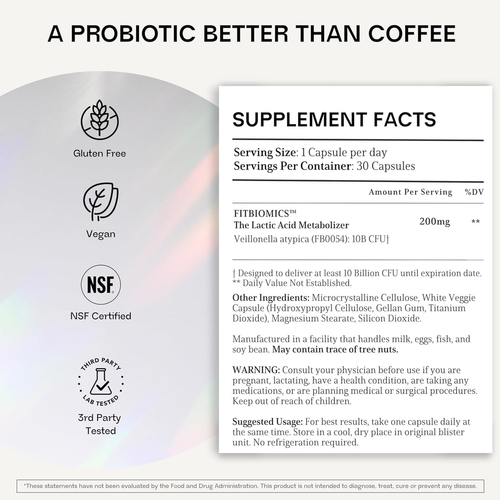 V•Nella Lactic Acid Metabolizing Probiotic Supplement - Revolutionary Gut Health Supplement and Energy Booster for Fatigue - Supports Endurance, Microbiome Balance, and Digestive Health