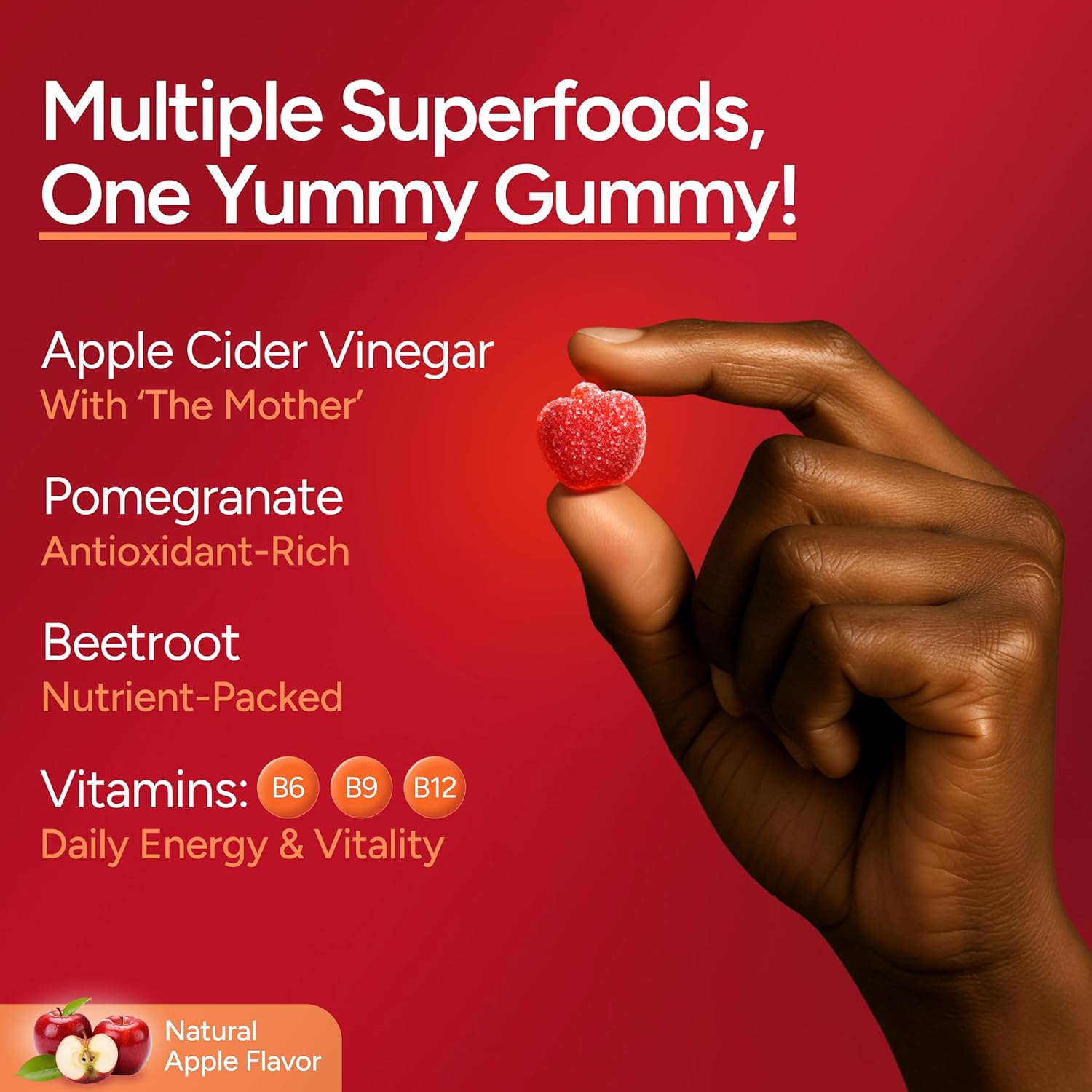 Sugar-Free Apple Cider Vinegar Gummies for Adults (90 Chews) – Unfiltered, Detox ACV Gummies with the Mother for Gut Health, Energy, Digestion & Immune Support – No More Capsules, Pills or Acid Reflux