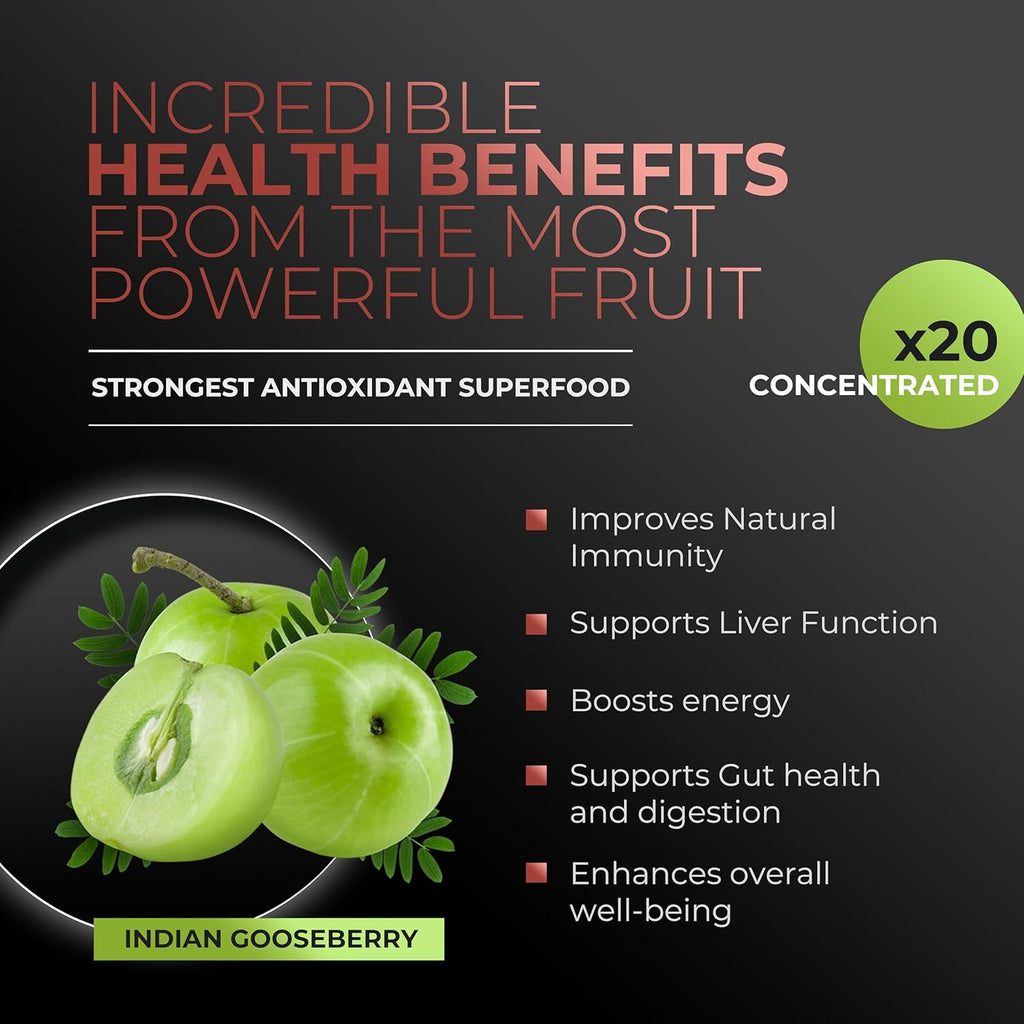 Amla Powder & Green Tea Superfood Supplement with Hibiscus, 20x Ultra Concentrated Amla, Antioxidant Support, Made with Oolong Tea and Indian Gooseberries, Organic, Vegan, Hibiscus, 90 Servings