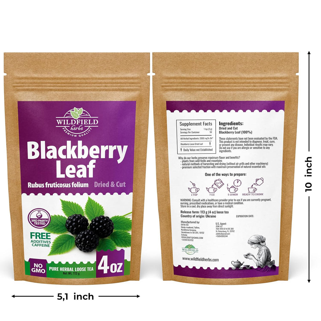 4 oz. Blackberry Leaf Herbal Tea (Rubus fruticosus) – 113g Dried Blackberry Leaf Tea Hojas de Zarzamora