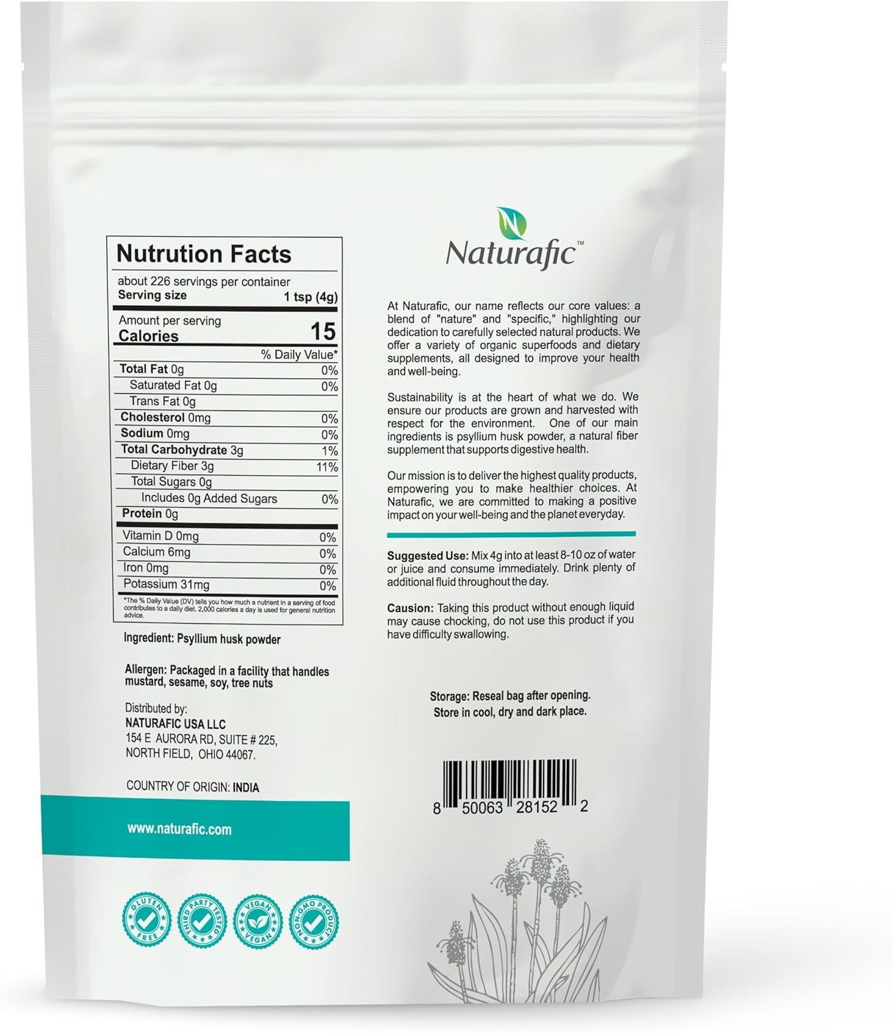 Psyllium Husk Powder – 100% Pure Natural Fiber for Digestive Health & Regularity, Non-GMO, Gluten-Free, Vegan, 32 oz – Supports Healthy Bowel Movements.
