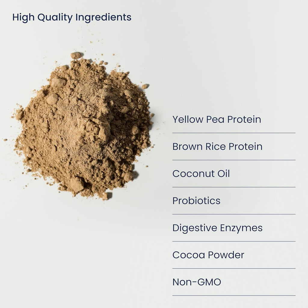 Nourify Plus Plant-Based Protein Shake - All Natural Vegan Protein Powder, High Protein & Low Sugar, Gluten Free, Soy Free & Dairy Free, Chocolate Protein Powder (29.3 oz)