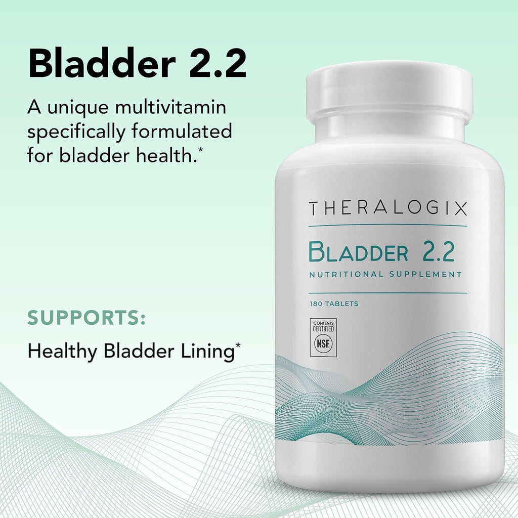 Theralogix Bladder 2.2 Multivitamin & Multimineral Supplement - 90-Day Supply - Bladder Support Supplement for Men & Women - Vitamins A, C, D, E, Zinc & More - NSF Certified - 180 Tablets