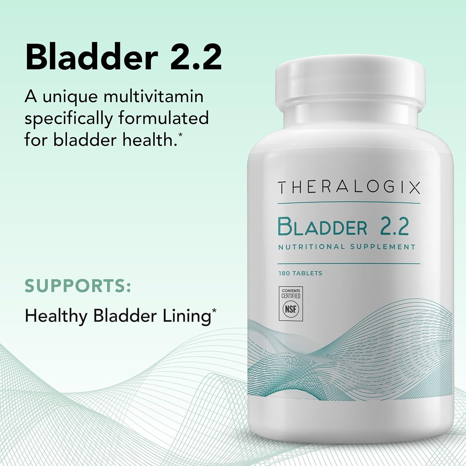 Theralogix Bladder 2.2 Multivitamin & Multimineral Supplement - 90-Day Supply - Bladder Support Supplement for Men & Women - Vitamins A, C, D, E, Zinc & More - NSF Certified - 180 Tablets