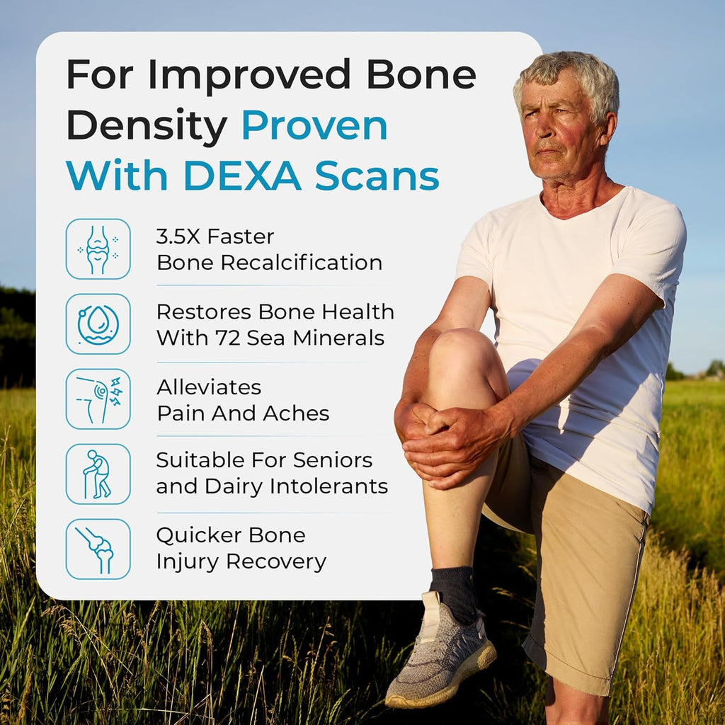 Marine Calcium Bone Density Supplement, 3.5X Absorbable Pearl Calcium & Icelandic Marine Algae, with Magnesium, Vitamin D3 K2 & More, Organic, Holistic Alternative, Astronaut Endorsed - 30 Days Supply