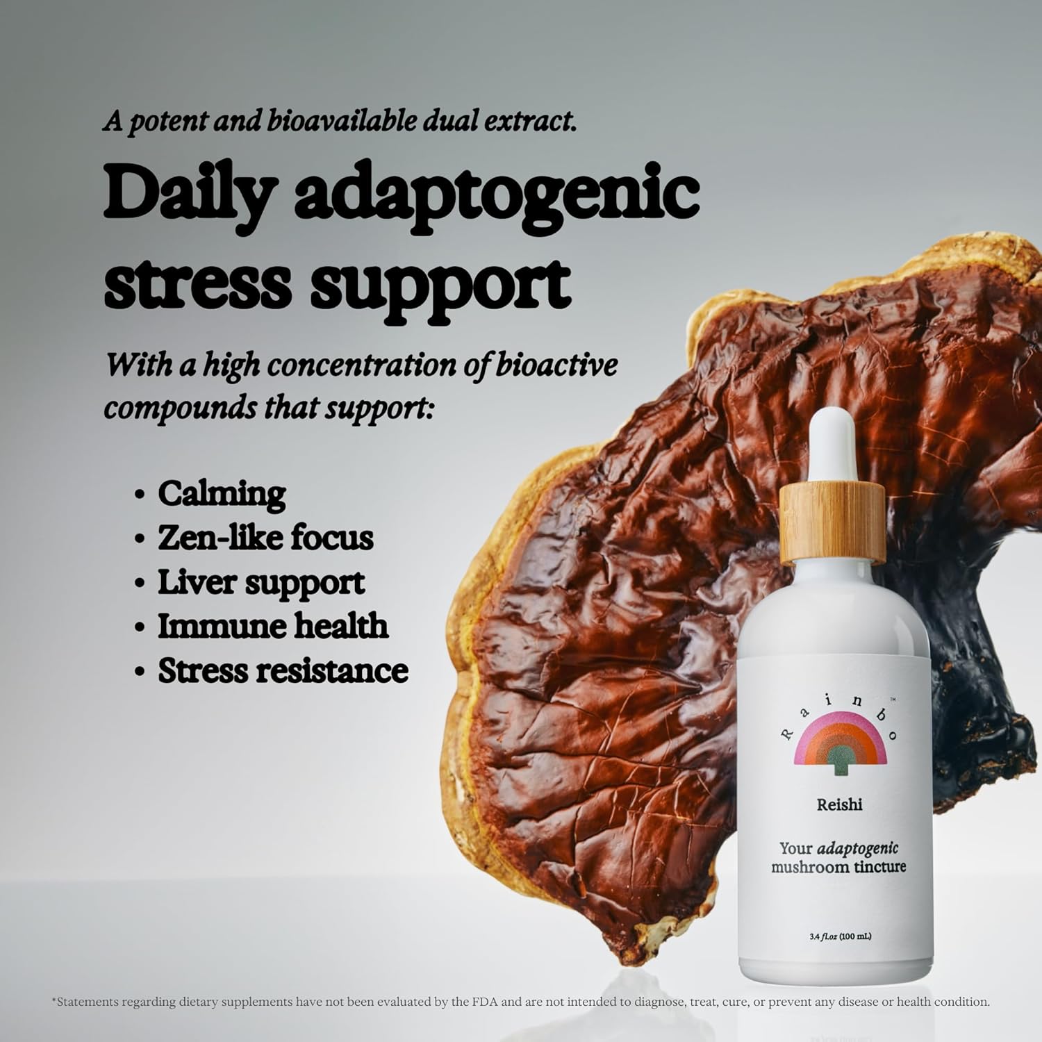 Reishi Mushroom Tincture - Alcohol Free - Dual Extract Mushroom Supplement - Immune Support, Mood, Sleep, Liquid Reishi Supplement, Vegan, Non GMO, 3.4 fl oz