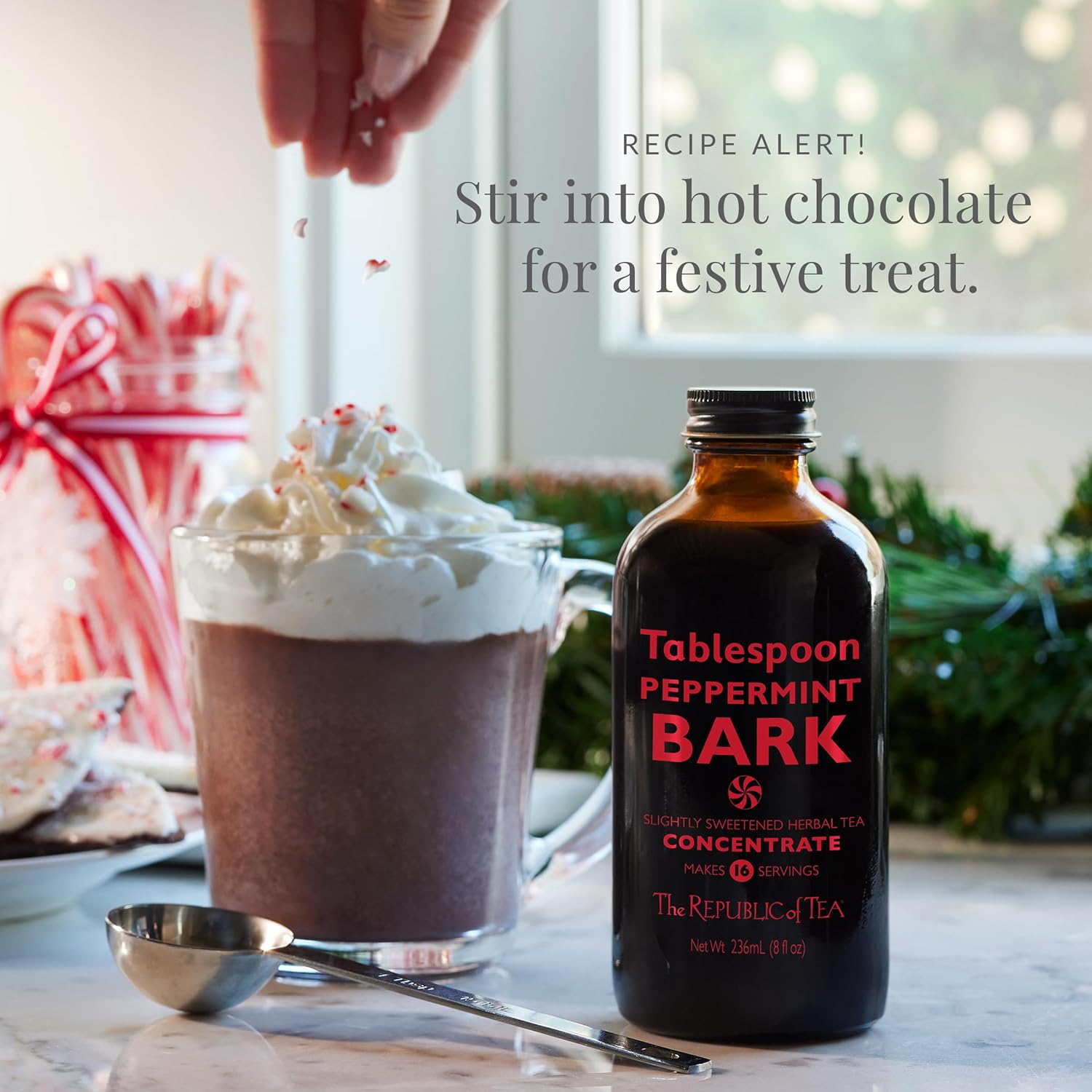 The Republic of Tea – Tablespoon Peppermint Bark, Herbal Tea Concentrate, 8 fl oz -16 Servings