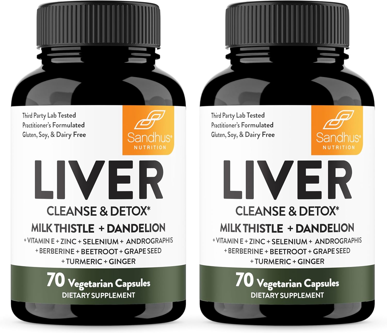 Sandhu's Liver Cleanse Detox & Repair Support | 70 Capsules (Pack of 2) | Herbal Supplement for Liver Health | Milk Thistle Dandelion Root Andrographis with 8 Minerals