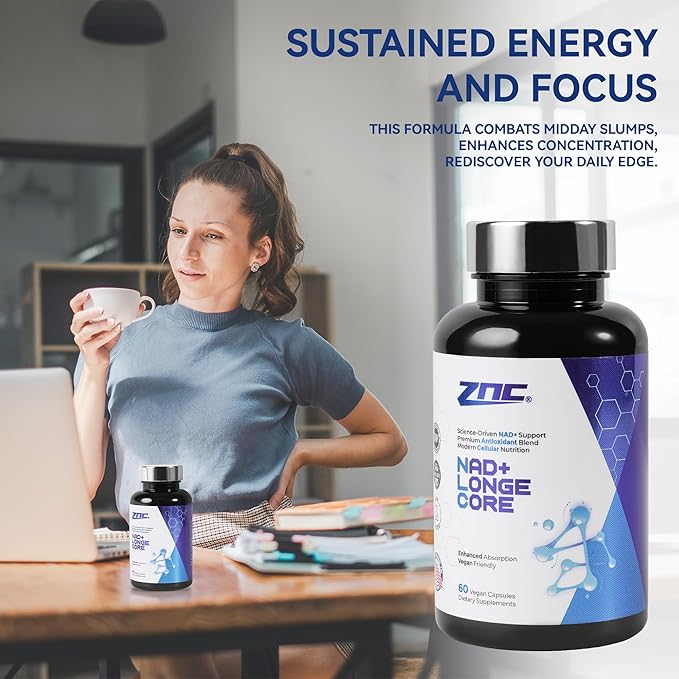 10-in-1 NAD+ Supplement with Liposomal NAD, Urolithin A & Resveratrol for Energy & Cellular Repair - 60 Vegan Capsules