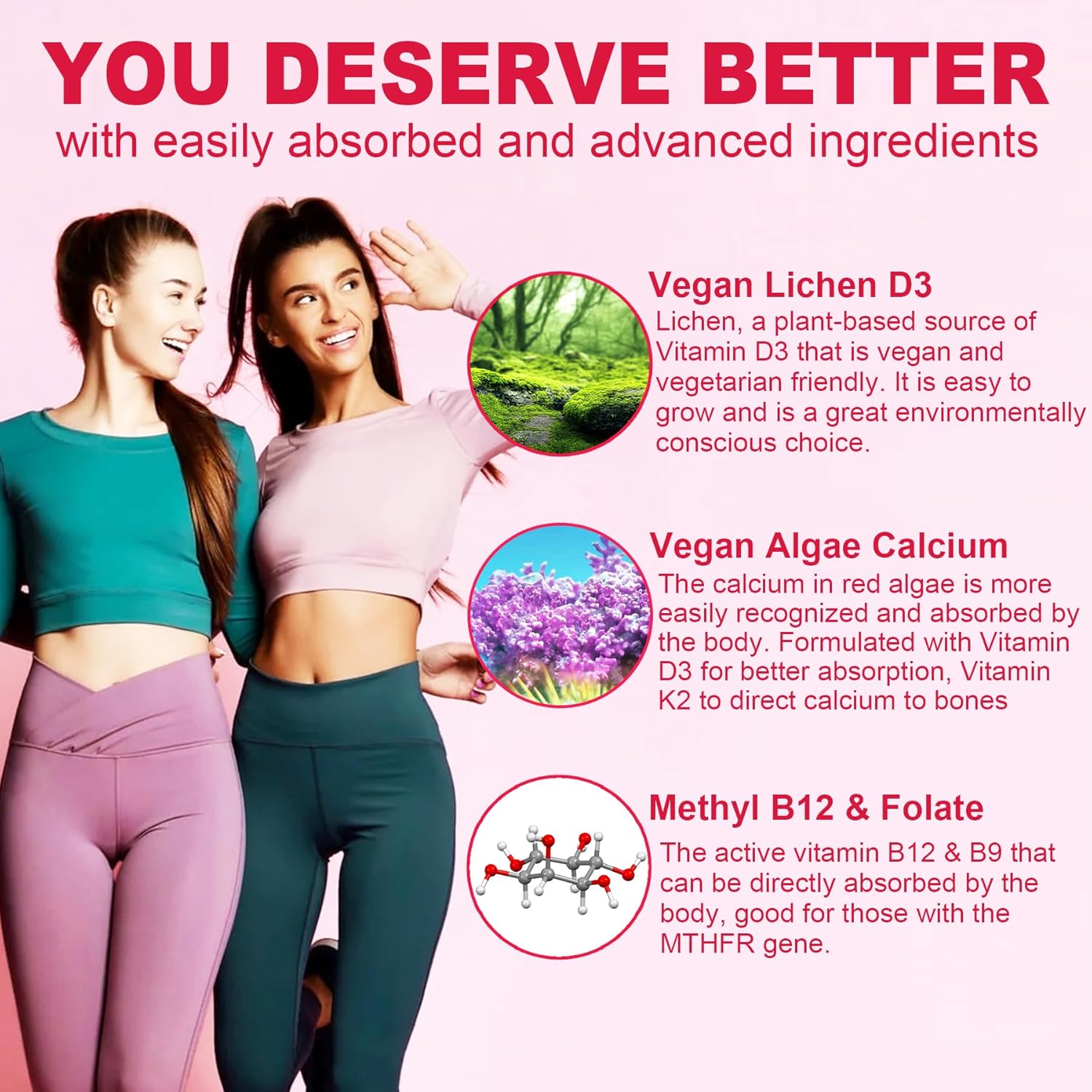 Methylated Multivitamin for Women Gummies, Calcium, D3 K2, Methylfolate & B12, Inositol, Daily Vitamin A, C, E, B Complex, Biotin, Iron - Energy, Immune, Bone, Skin Hair - Vegan, Sugar Free, 60 Count