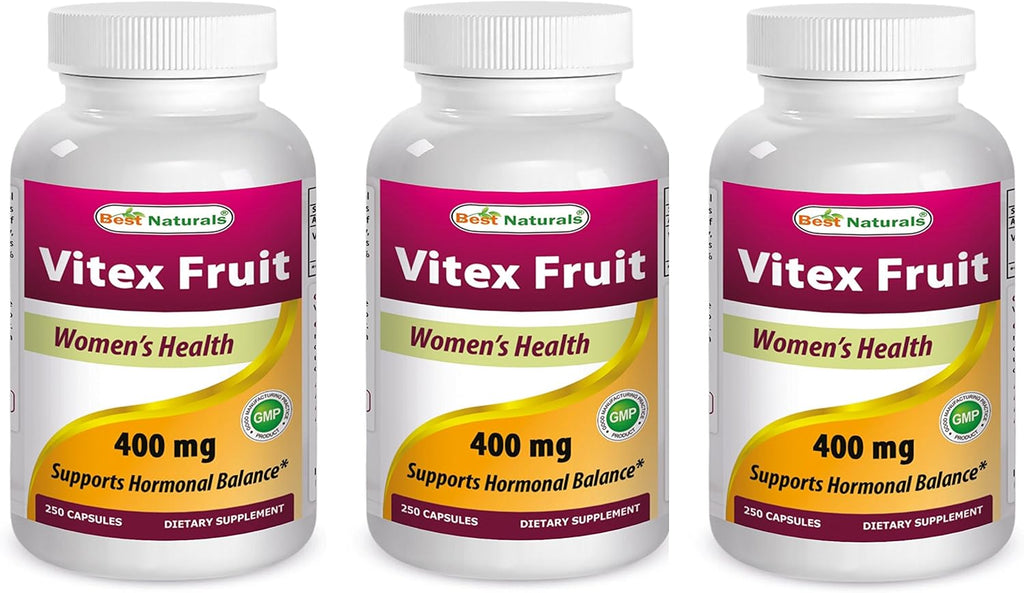 Best Naturals Vitex Chasteberry 400 mg 250 Capsules (Pack of 3)