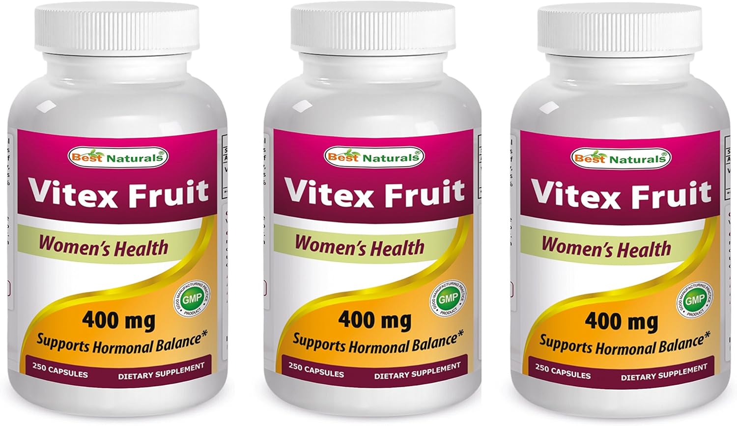Best Naturals Vitex Chasteberry 400 mg 250 Capsules (Pack of 3)