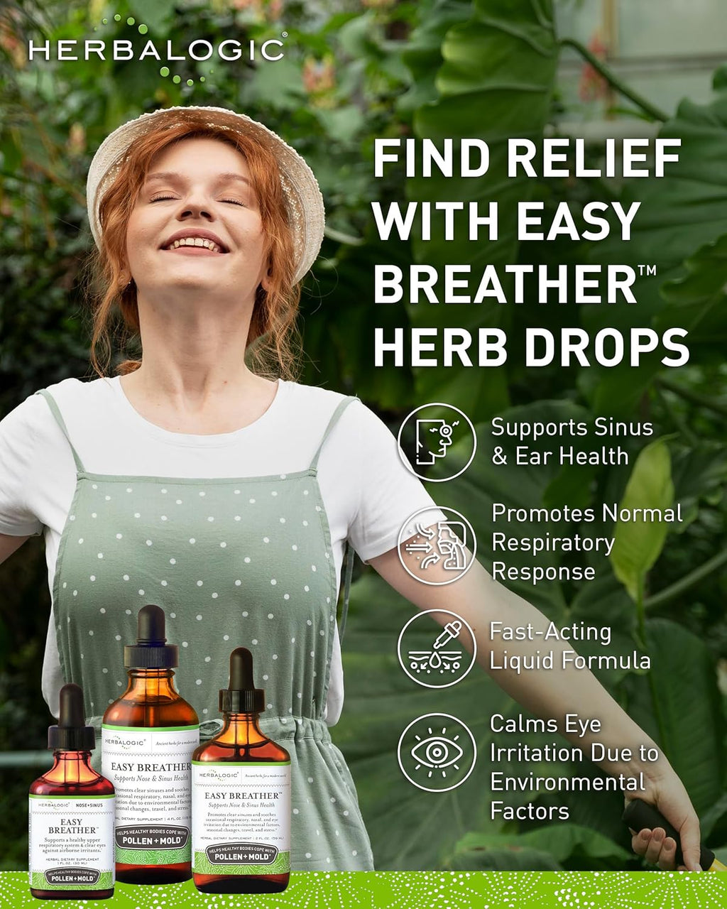 Herbalogic - Easy Breather Liquid Herb Drops - Supports Nose & Sinus Health - Helps Healthy Bodies Cope with Pollen & Mold - Based on The Traditional Chinese Formula Yu Ping Fang San - 4 Fl. Oz.