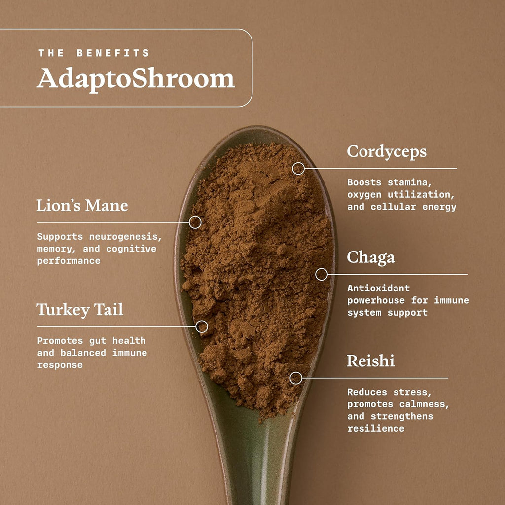 Ultra Life Sport - AdaptoShroom 7 Adpatogenic Mushrooms - USDA Organic Mushroom Supplement - Cordyceps, Lion’s Mane, Chaga, Turkey Tail, Maitake, Shiitake, & Reishi - Immunity Support Adaptogen Drink