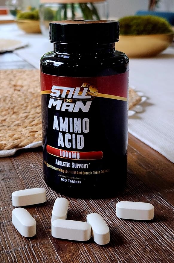 Still The Man Essential Amino Acid Athletic Performance and Support Supplement, 1000mg, 100 Tablets. Clean Free Form Amino Acid Blend.