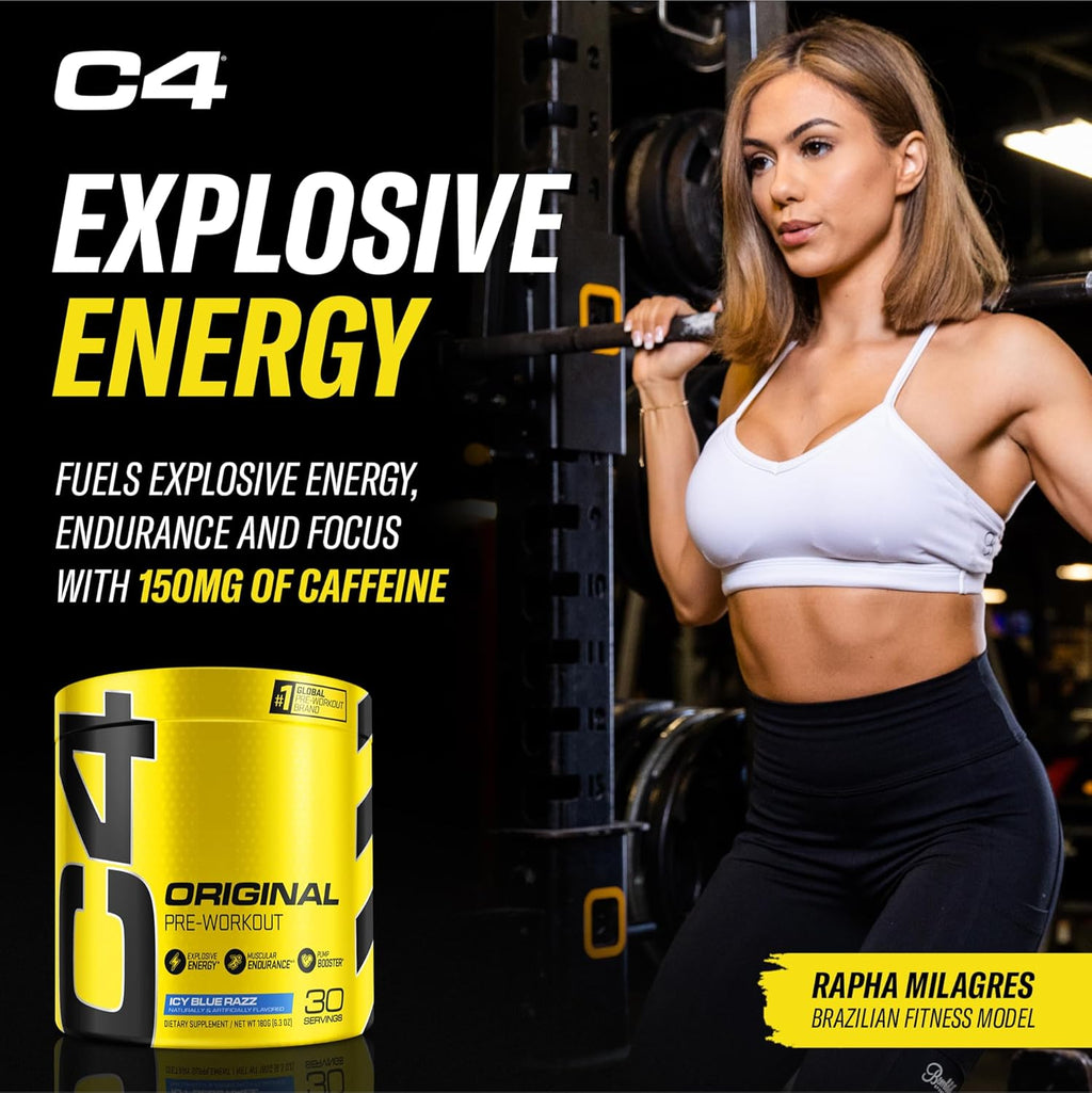 Cellucor C4 Original Pre Workout Powder ICY Blue Razz | Vitamin C for Immune Support | Sugar Free Preworkout Energy for Men & Women | 150mg Caffeine + Beta Alanine + Creatine | 30 Servings