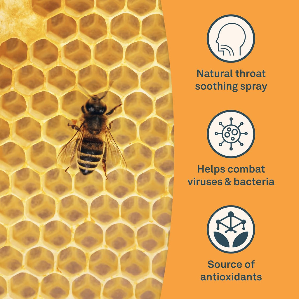 Organika Bee Propolis Throat Spray – Natural Immune Support and Sore Throat Relief – Gluten Free, Antioxidant Supplement - Alcohol Free Liquid, 1 oz