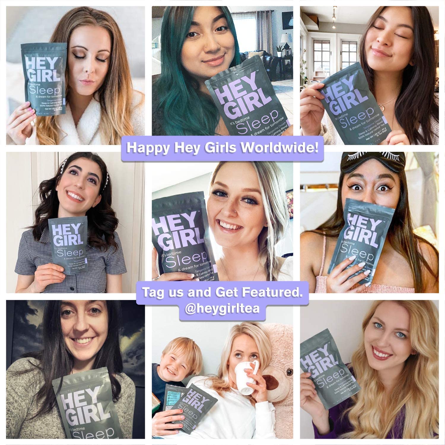 Hey Girl Sleep Tea - Natural Herbal Bedtime Tea Bags with Chamomile, Passion Flower, Valerian Root, Lemon Balm - Calming, Relaxing Adults Sleepy Night Time Tea - Relaxation Gifts for Women 2-packs