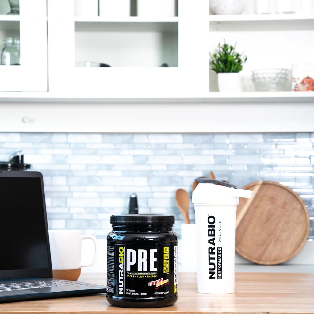 NutraBio PRE Workout Powder - Old Formula- Sustained Energy, Mental Focus, Endurance - Beta Alanine, Creatine, Caffeine, Electrolytes - 20 Servings - Strawberry Lemon Bomb