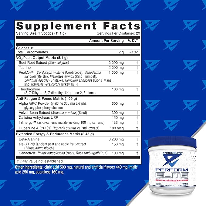 EndurElite Perform Elite- Pre Workout Energy Drink Powder Supplement- Pre-Workout Electrolytes for Endurance Athletes- 20 Servings- Winning Watermelon