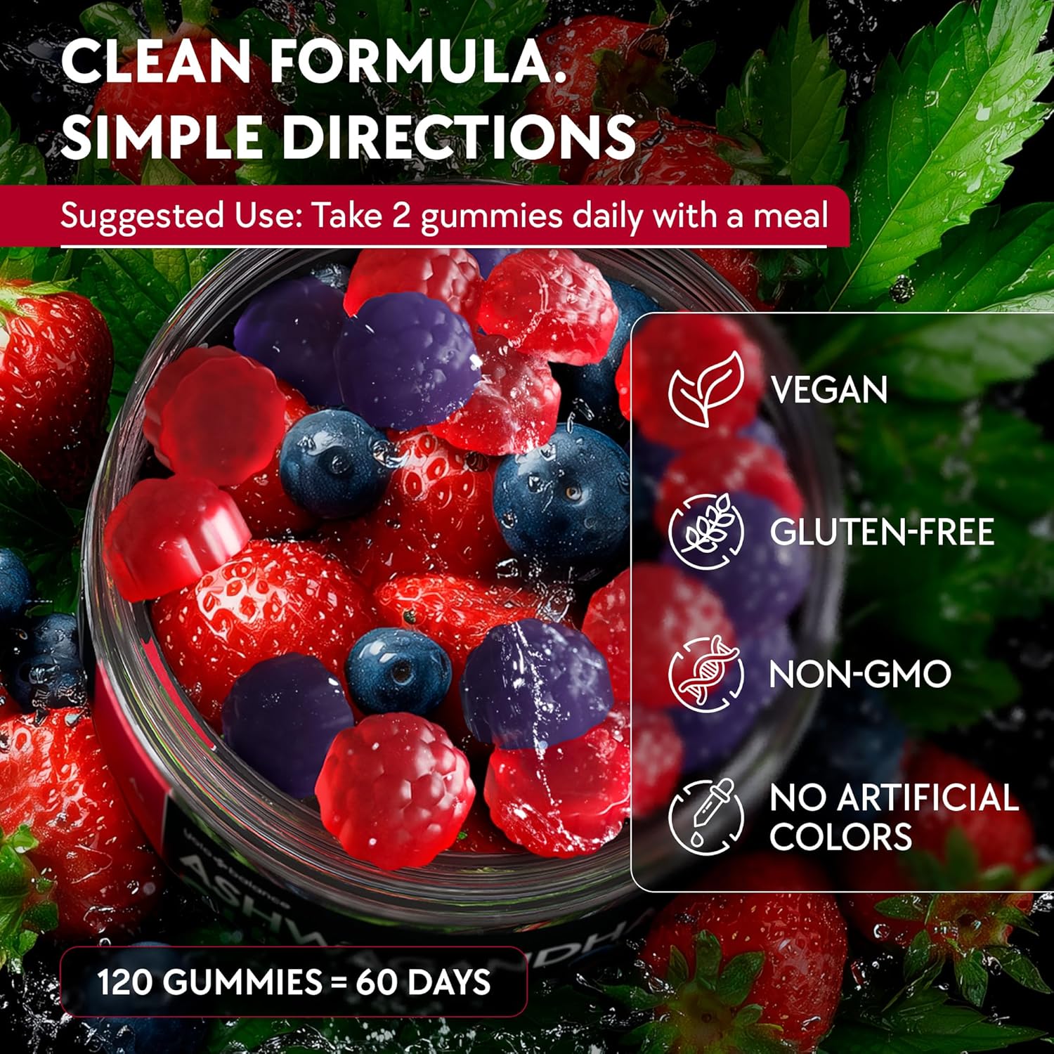 Ashwagandha Gummies – 120 Count - 2000 MG Ashwagandha Supplements with L-Theanine, GABA, Magnesium, Zinc & Vitamin D3 – Sugar-Free, Vegan, Non-GMO–Natural Support for Balance