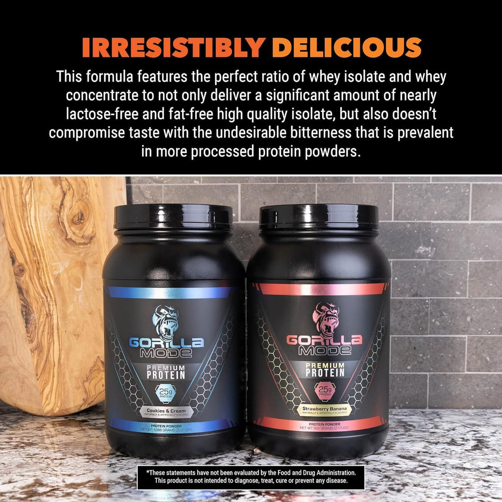 Gorilla Mind Premium Whey Protein - Birthday Cake, 25 Grams of Whey Protein Isolate & Concentrate,Recover and Build Muscle (30 Servings)