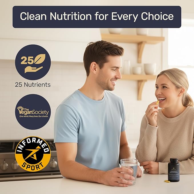 Inessa Methylated Multivitamin for Men and Women - Advanced Natural Daily Mens Multivitamins with CoQ10 100mg, Vitamins D3, K2, A, B Complex Vitamins, Folic Acid & Zinc - 60 Vegan Tablets