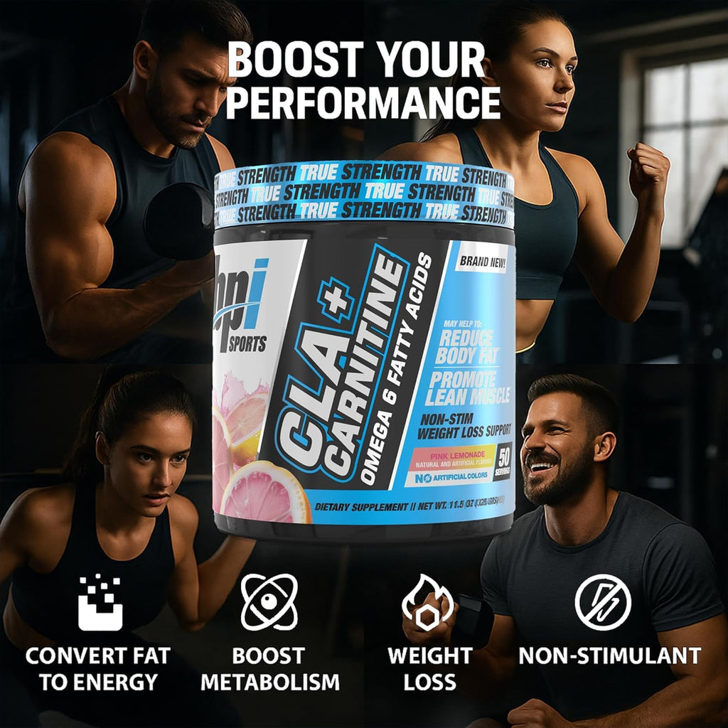 BPI Sports CLA+Carnitine – CLA L Carnitine & Linoleic Acid – L Carnitine Supplement for Weight Loss, Metabolism & Lean Muscle – Caffeine Free – Pink Lemonade – 50 Servings – 12.34 oz