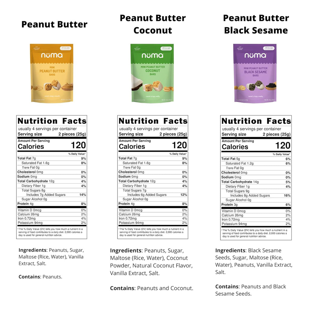 Assorted Mini Peanut Butter Bars, two (2) lb bulk, vegan high protein low sugar, 3 flavor variety, all natural, gluten free, plant based, individually wrapped
