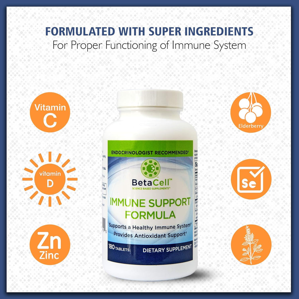 180 Tablets - 6 in 1 Immune Supplement | Vitamin C - Elderberry - Selenium - Vitamin D - Zinc and Holy Basil - Immune Defense for Adults and Kids