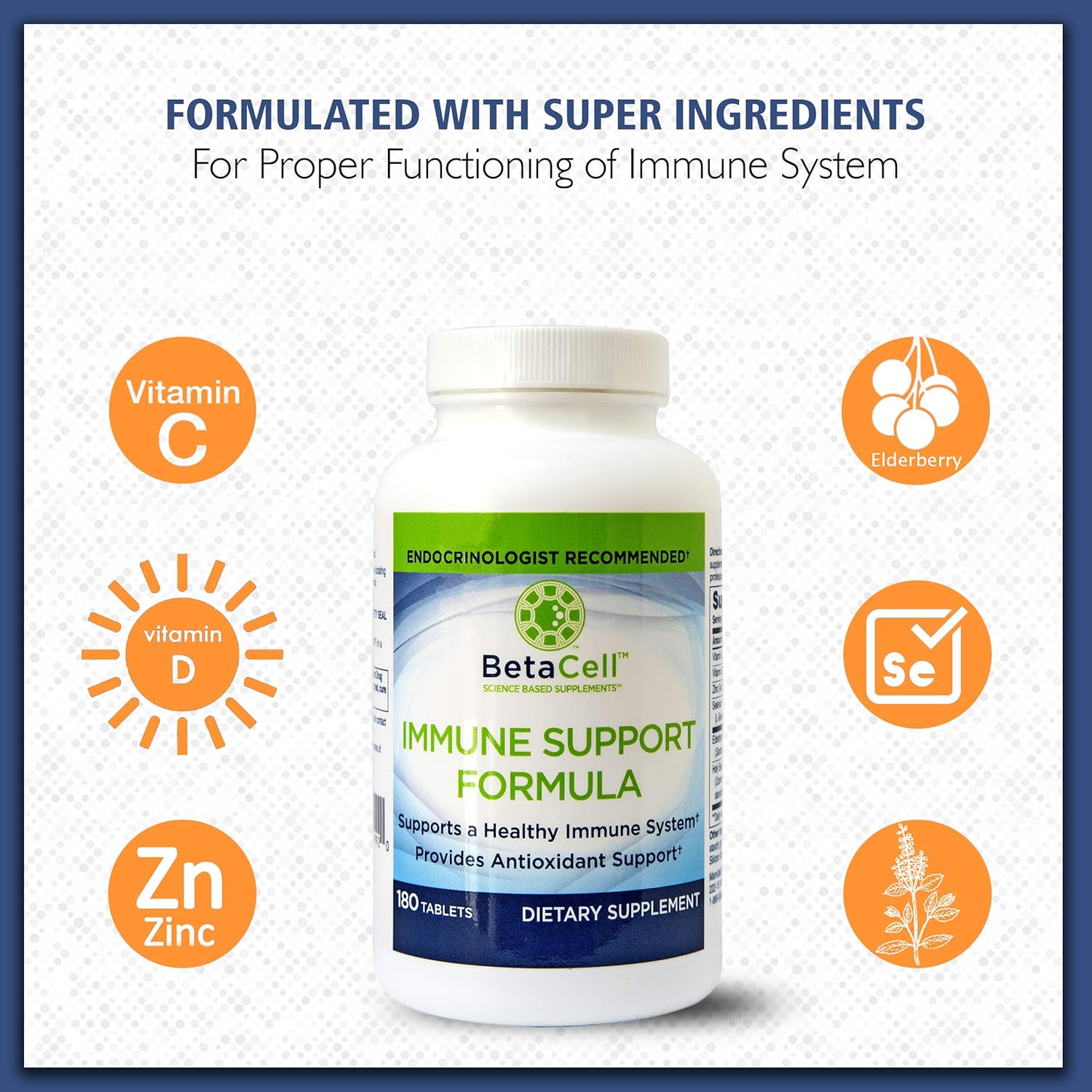 180 Tablets - 6 in 1 Immune Supplement | Vitamin C - Elderberry - Selenium - Vitamin D - Zinc and Holy Basil - Immune Defense for Adults and Kids