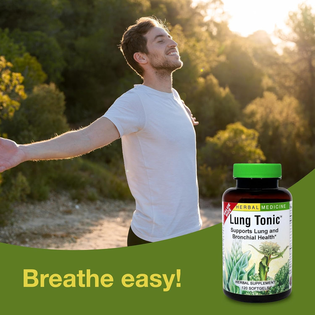 Herbs Etc. Lung Tonic - Lung Supplement for Bronchial Support - Healthy Breathing Support with Mullein, Horehound & Grindelia - 120 Softgels - 2 Pack