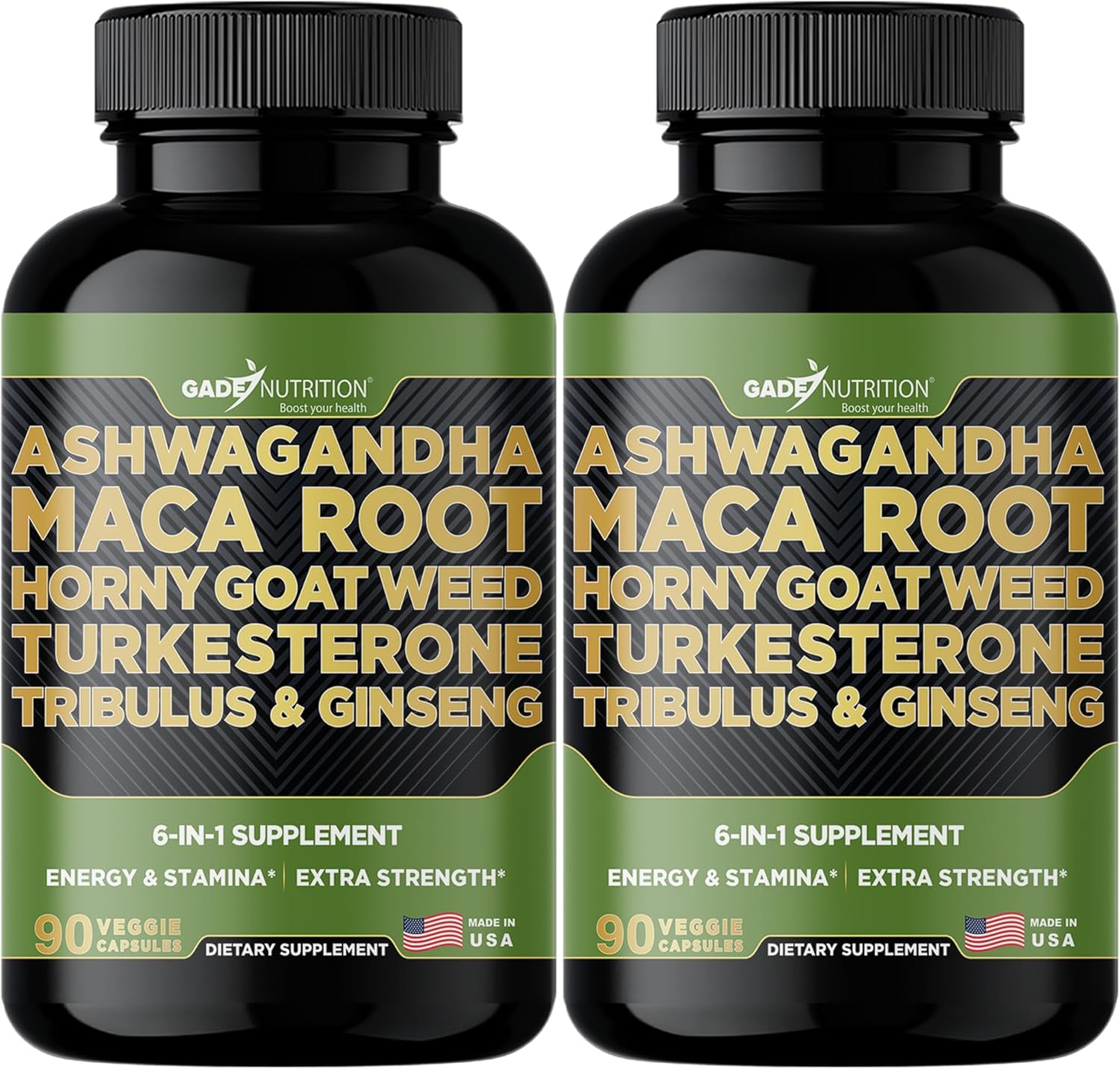 Gade Nutrition Ashwagandha with Maca Root, Horny Goat Weed, Turkesterone Supplement, Tribulus Terrestris, Panax Ginseng Pack of 2