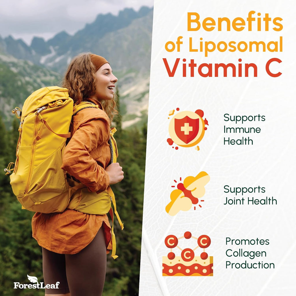 ForestLeaf Liposomal Vitamin C 1000mg Capsules | High Dose Vitamin C Liposomal Supplement w Coconut Oil Fatty Acids | Fast Absorption | Immune Support, Antioxidant, Collagen Production | 120 Vegan Cap