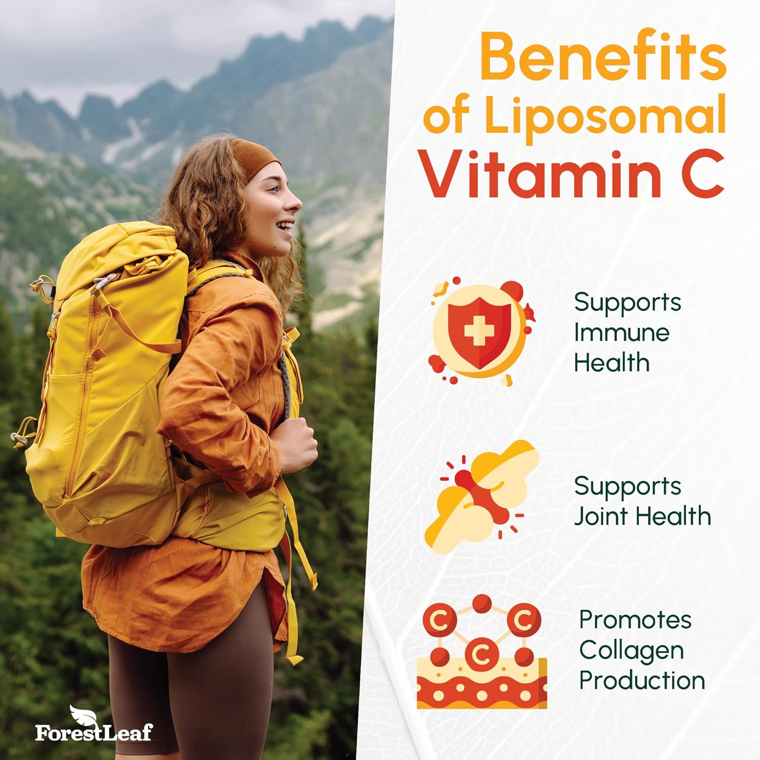 ForestLeaf Liposomal Vitamin C 1000mg Capsules | High Dose Vitamin C Liposomal Supplement w Coconut Oil Fatty Acids | Fast Absorption | Immune Support, Antioxidant, Collagen Production | 120 Vegan Cap