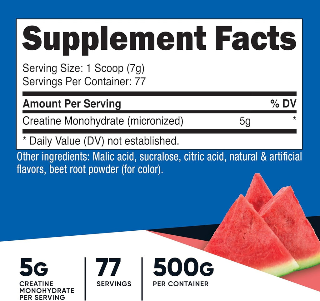 Nutricost Creatine Monohydrate Powder (Watermelon, 500 Gram) - Micronized Creatine Supplement - Vegan, Non-GMO, Gluten Free