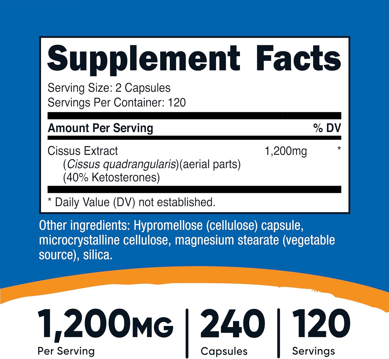 Nutricost Cissus Quadrangularis (1200mg) 240 Capsules - 120 Servings, Gluten Free, Non-GMO, and Vegetarian Friendly